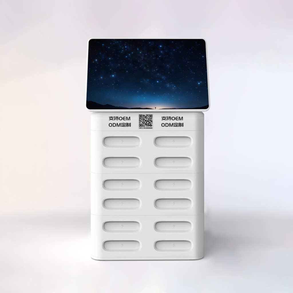 12 slots sharing power bank station with LED display Touched screen
