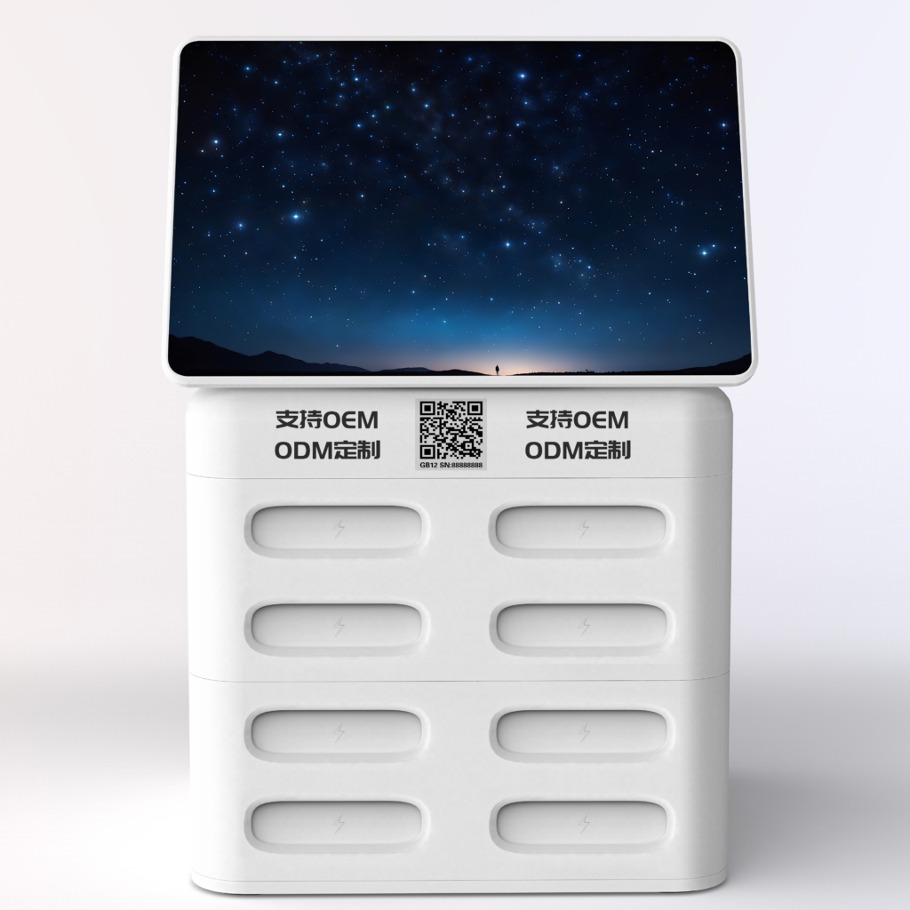 8 slots sharing power bank station with LED display Touched screen