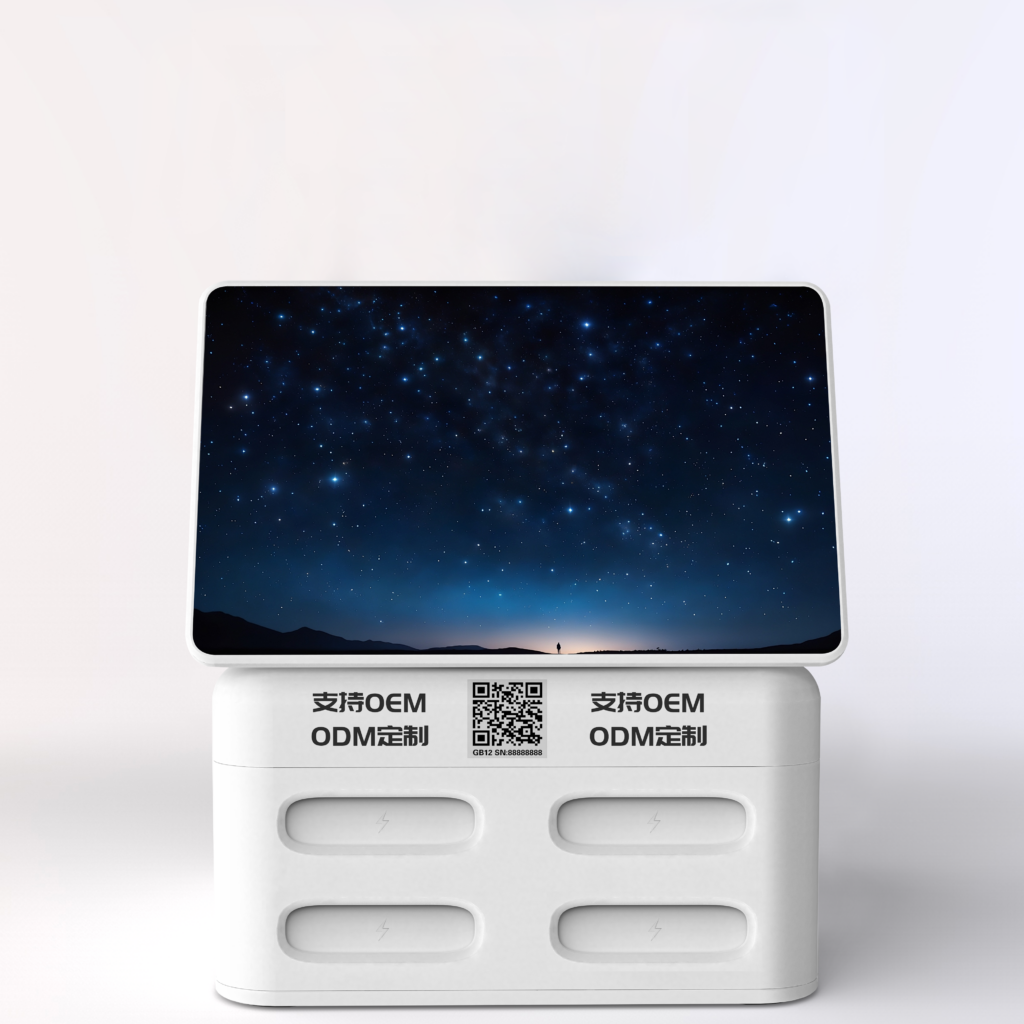 4 slots sharing power bank station with LED display Touched screen