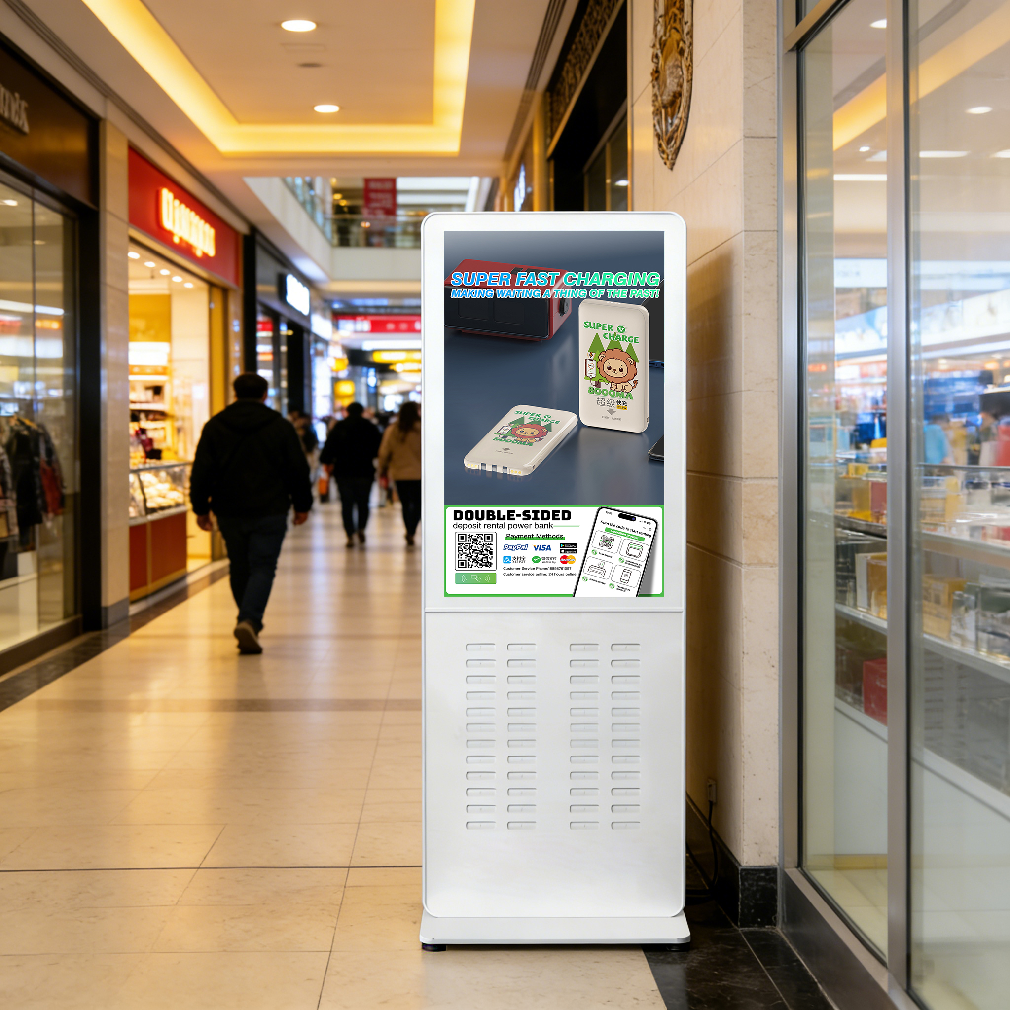 VSCHARGE shared power bank stations with LED screen